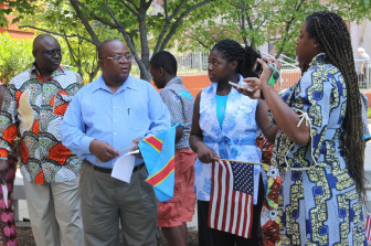 A group gathered at City Hall June 30 to celebrate Congolese Independence.