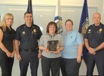 Telecommunications Manager Rachael Page; Chief David Mara, ESD Rona Leriche, NHEDA Director Cecily McNair and Assistant Chief Nick Willard.