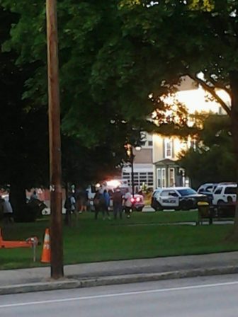 Rescue crews work on a woman who collapsed at Bronstein Park Aug. 25.
