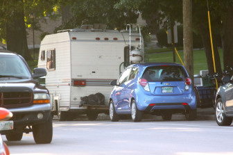 A trailer that has been parking all summer at Bronstein.