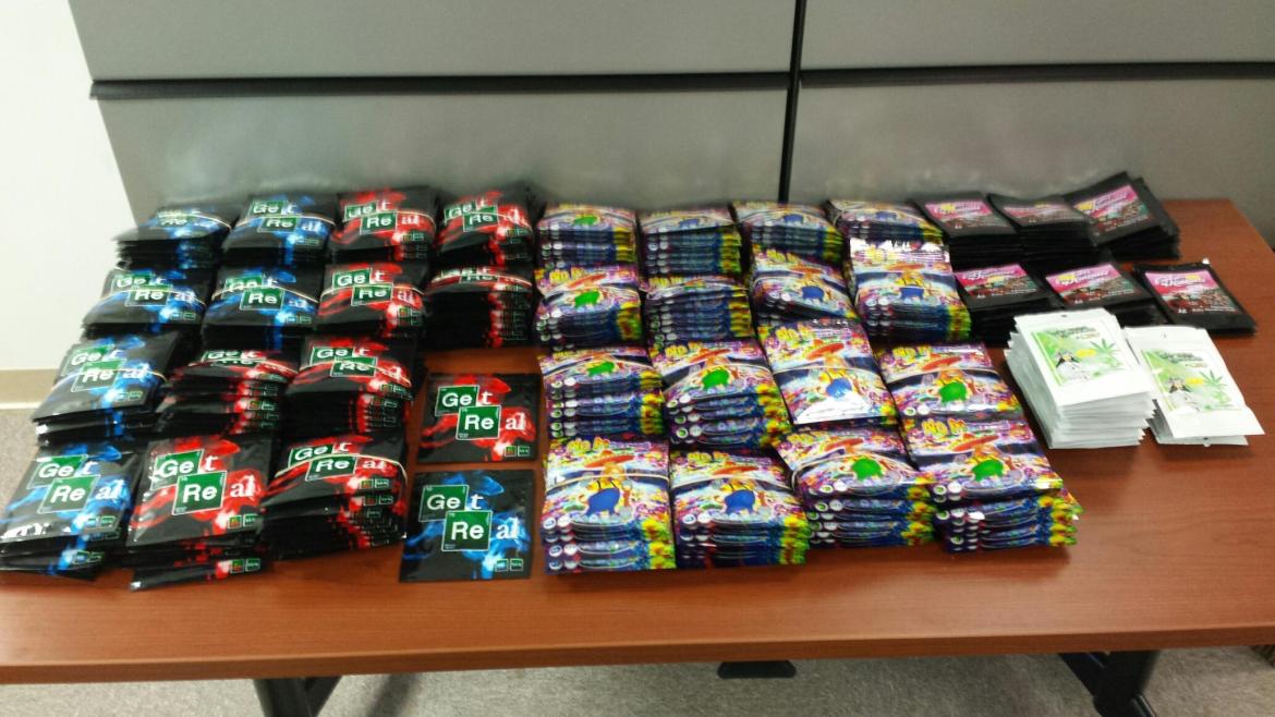 Confiscated spice from Spider Bite, a piercing and tattoo shop on Elm Street.