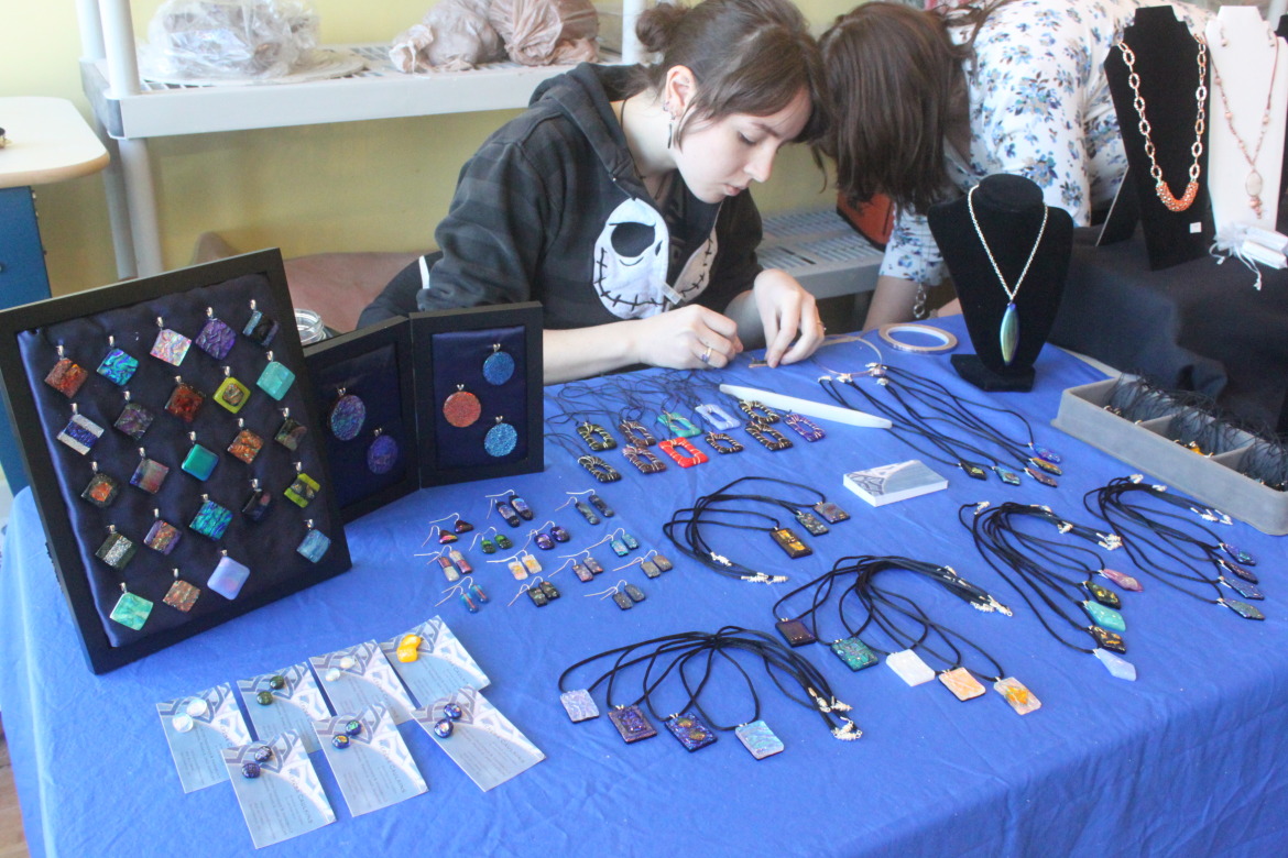 Theresa Caulkins, Glass Artist at the 2013 Holiday Market.