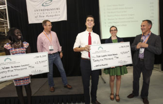 From left: Alim Yai of the Women for Women Coalition, Matt Rightmire, EFNH Member and Managing Director of Borealis Ventures, Brett Chamberlin of the Post-Landfill Action Network, Allison Grappone, EFNH member and CEO of Nearby Registry, and Evan Karatzas, EFNH member and founder of Proximity Labs.