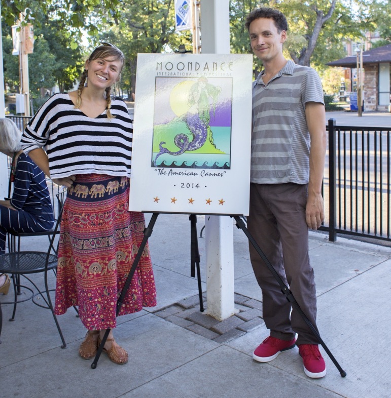 Doria Bramante, left, and Markus Weinfurter, winners of best documentary at the 2014 Moondance International Film Fest.