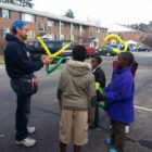 White Marriott, aka NHBalloonMan.com, donated his services on the food delivery trail.