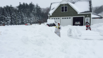 I didn't go out to far today, but I did capture this action shot of my husband shoveling.