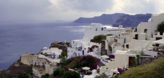 Restaurant with a view in Santorini.