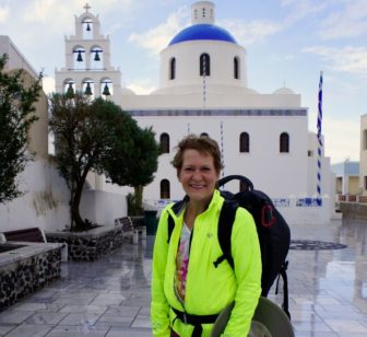 Carolyn Choate arrives in Oia.