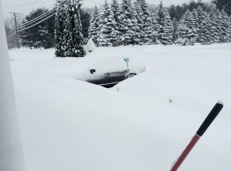 My shovel refuses to come out of the snow pile. Honest.