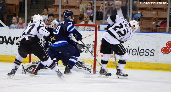 Brian O'Neill scores both goals for the win for Manchester Monarchs.