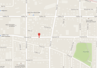 Location of crash on Hayward Street.