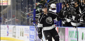 Manchester Monarchs wih the AHL’s Macgregor Kilpatrick Trophy for the most points in the league.