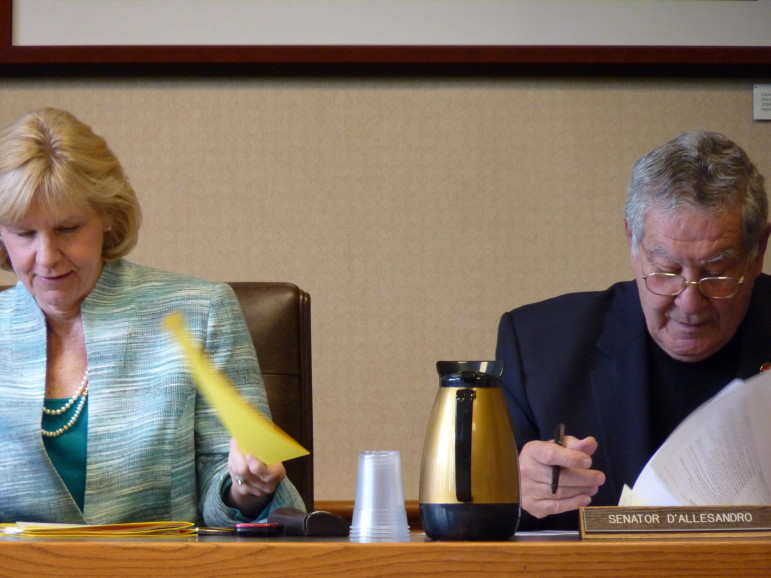 Senate Finance Committee Chair Jeanie Forrester, R-Meredith) and Sen. Lou D'Allesandro, D-Manchester, during a 2014 legislative meeting.