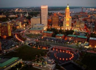 Waterfire aerial view.
