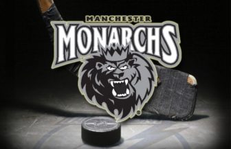 Monarchs logo stick and puck - (American Hockey League)