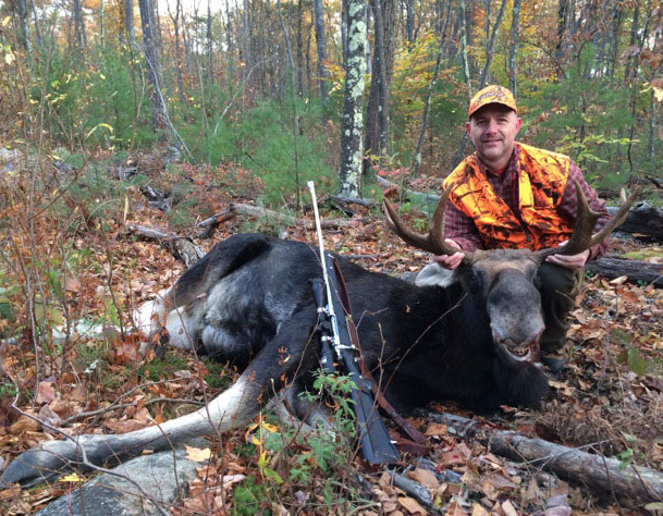 John Cunningham of Raymond harvested this 510 pound Bull Moose with a 35 1/2 inch spread, in Unit L on Sunday October 19, 2014. 
