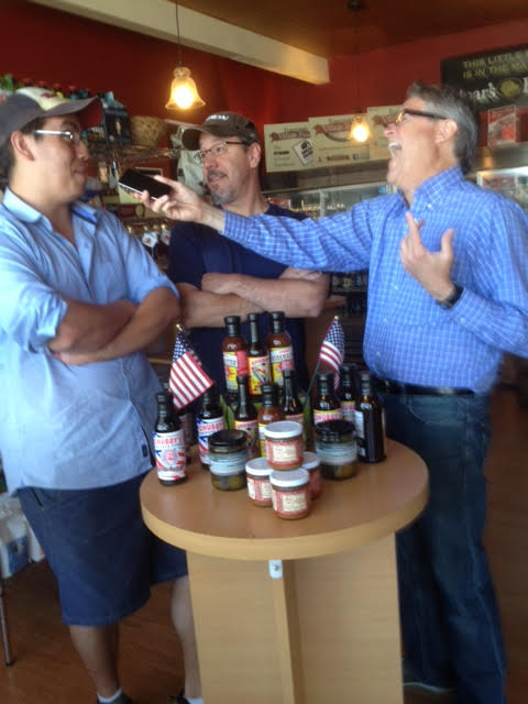 L-R Francestown Village Foods owners Mike Webb and Jason Martel with Mike Morin. 
