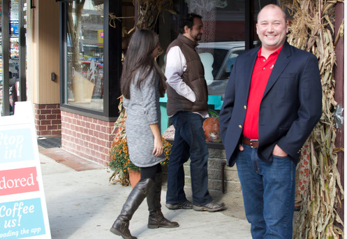 Adored CEO Cory von Wallenstein outside Cafe la Reine during his app's Oct. 2014 launch.