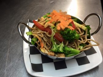 Spicy noodle bowl at Funktion Spirits & Spoonfuls