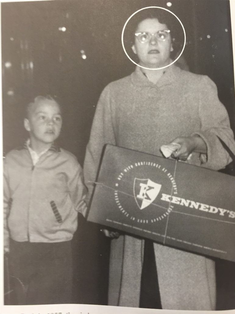 Back in 1957, the circle was squarely on Yvette Allard (accompanied by her son, Larry) which made her one of the first Monday Night Shopping winners.