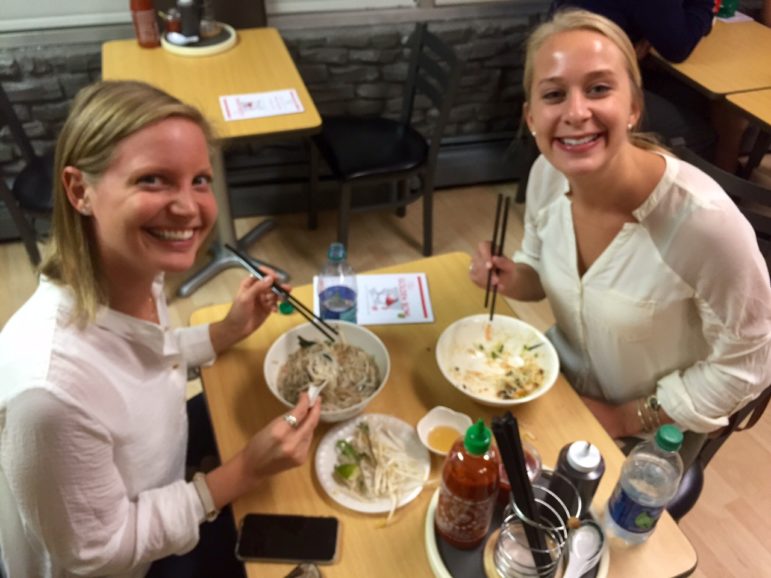 Caralyn Cornett, left, and Laurent Peterson, get back to basics at Golden Bowl.