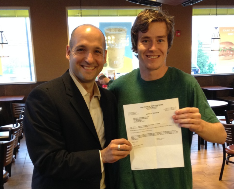 ACLU-NH Legal Director ACLU attorney Gilles Bissonnette is pictured with client Richard Vaughan.