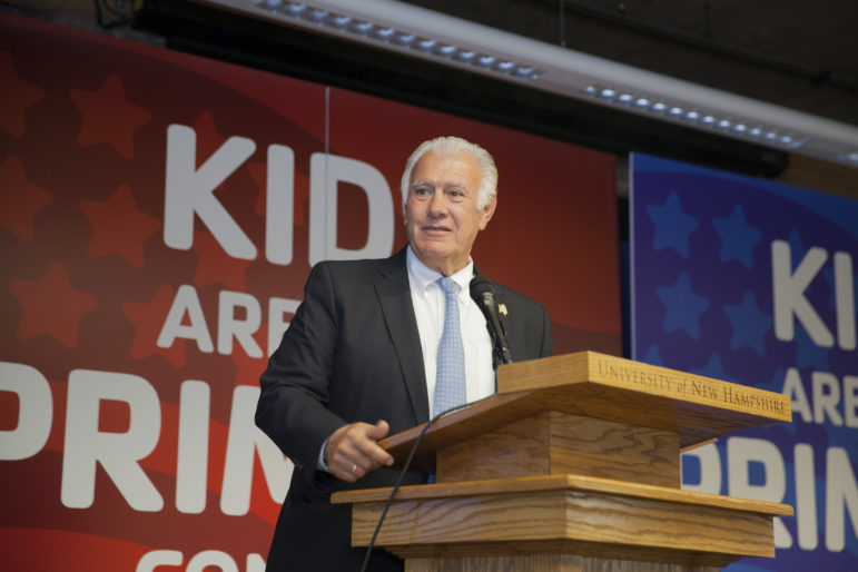 Mayor Ted Gatsas speaks during the kick-off event.