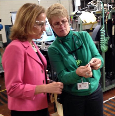 On the campaign trail during a tour of Velcro.