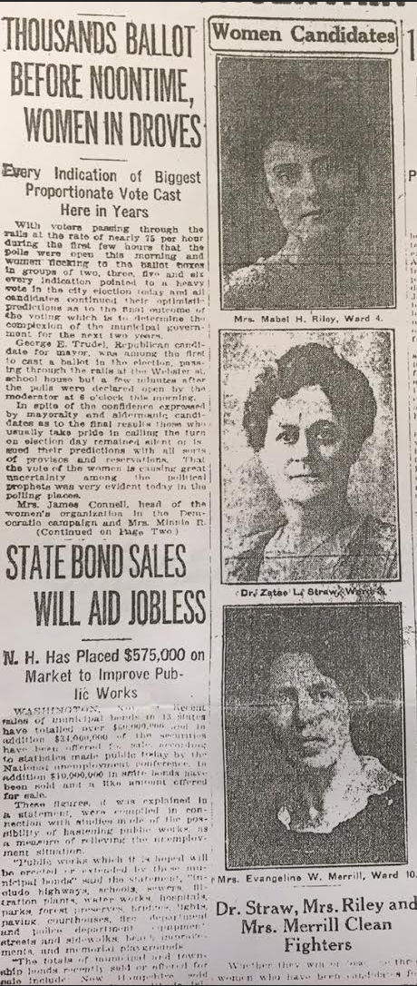 Old guard incumbents were terrified at the notion of three women being elected to the Manchester Board of School Committee in 1921.