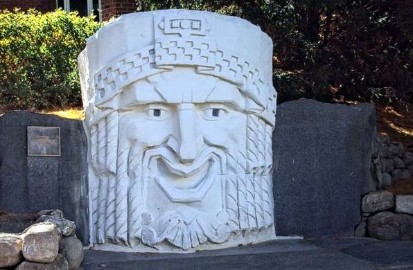 Bygone days: Art deco head formerly part of the State Theatre facade.