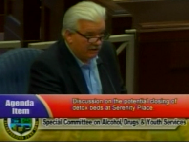 Alderman Pat Long makes his case Monday night during the Special Committee on Drugs, Alcohol and Youth Services.