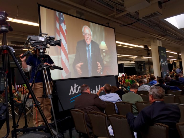 Sen. Bernie Sanders, via Satellite, at the No Labels event.