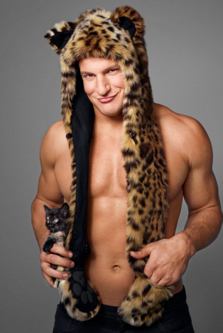 Rob Gronkowski demonstrates what not to wear while playing in a Turkey Bowl.