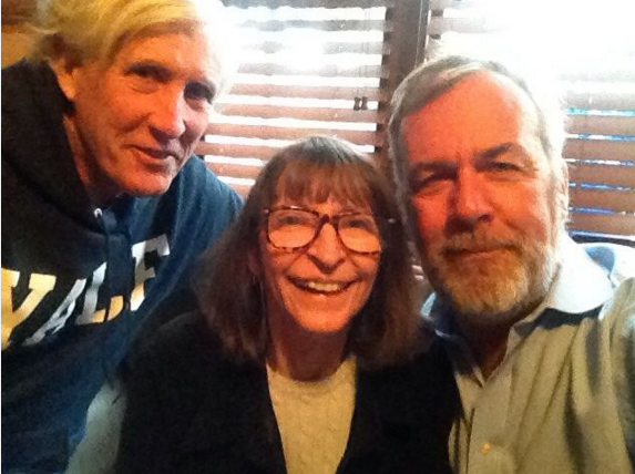 Linda Horan is pictured with her friends and advocates, Attorney Paul Twomey, left, and Rep. Renny Cushing, right.