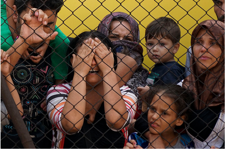 Women and children among Syrian refugees striking at the platform of Budapest Keleti railway station. Refugee crisis. Budapest, Hungary, Central Europe, 4 September 2015.
