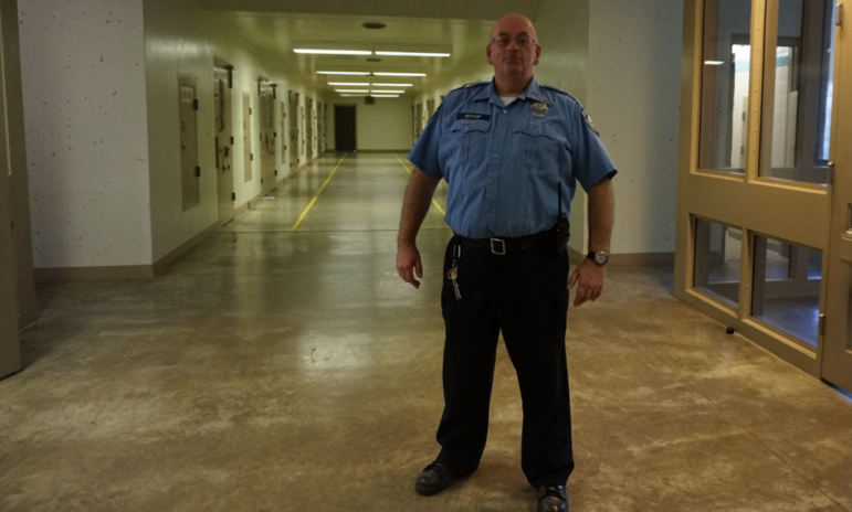 Department of Corrections Officer Douglas Bishop is pictured in the Secure Psychiatric Unit at New Hampshire State Prison for Men.