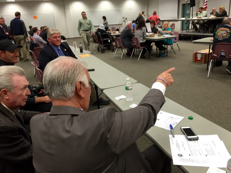 Borja Alvarez deToledo, President/CEO of Child & Family Services recieves a 'big check' from Mark and Sally Stebbins at the start of the SleepOut 2016.