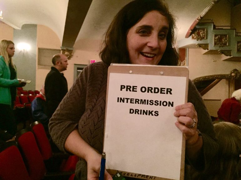 Janey Goldberg, delivering customer service, and tasty drinks.