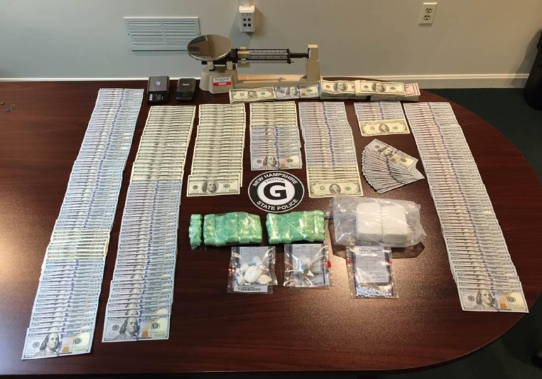 Drugs and cash confiscated during an FBI/State Police investigation.