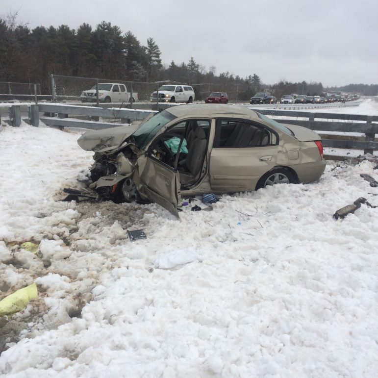 Aftermath of fatal crash on Route 101 in Exeter that claimed a young woman's life.