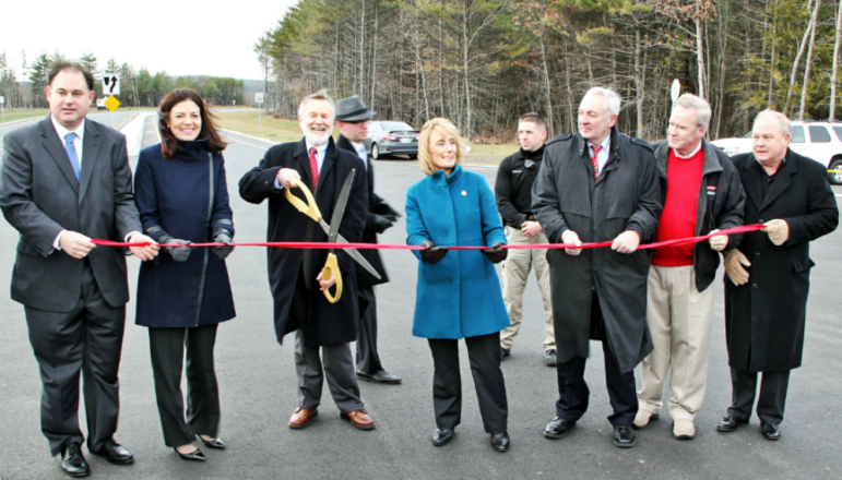 Ribbon-cutting on Pettengill Road near Manchester-Boston Regional Airport.