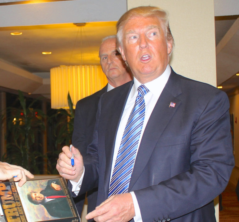 Donald Trump during a 2014 stop at the Radisson Hotel in Manchester, NH.