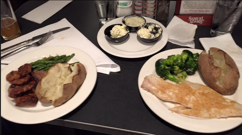 Steak tips dinner, regularly $13, and the baked haddock, $11, came with our choice of sides. We paid $6.60 for each dinner after activating our Dealici deal.