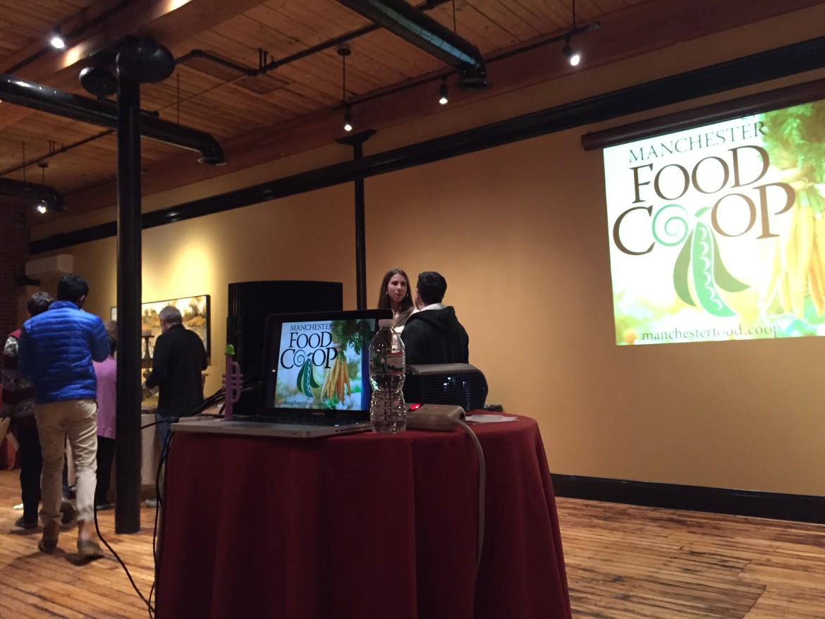 Presentation prep before the Manchester Food Co-op member meeting on Jan. 18.