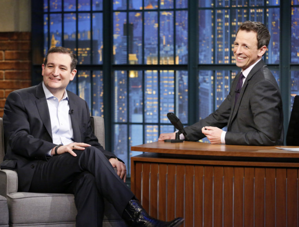 NH's own Seth Meyers enjoys a laugh with Ted Cruz.