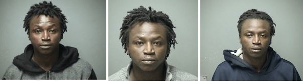 Ousman Trawalley mug shots, from left: Oct. 1, 2015, Nov. 11, 2015, Jan. 6, 2016.