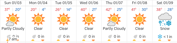 Sunny, cold and just enough wind to make your nostrils freeze.