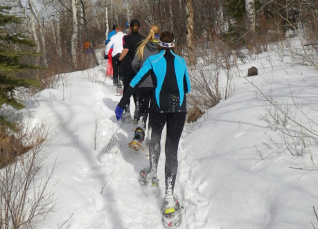 Valentine's Day snowshoe 5K at Massabesic Audubon.