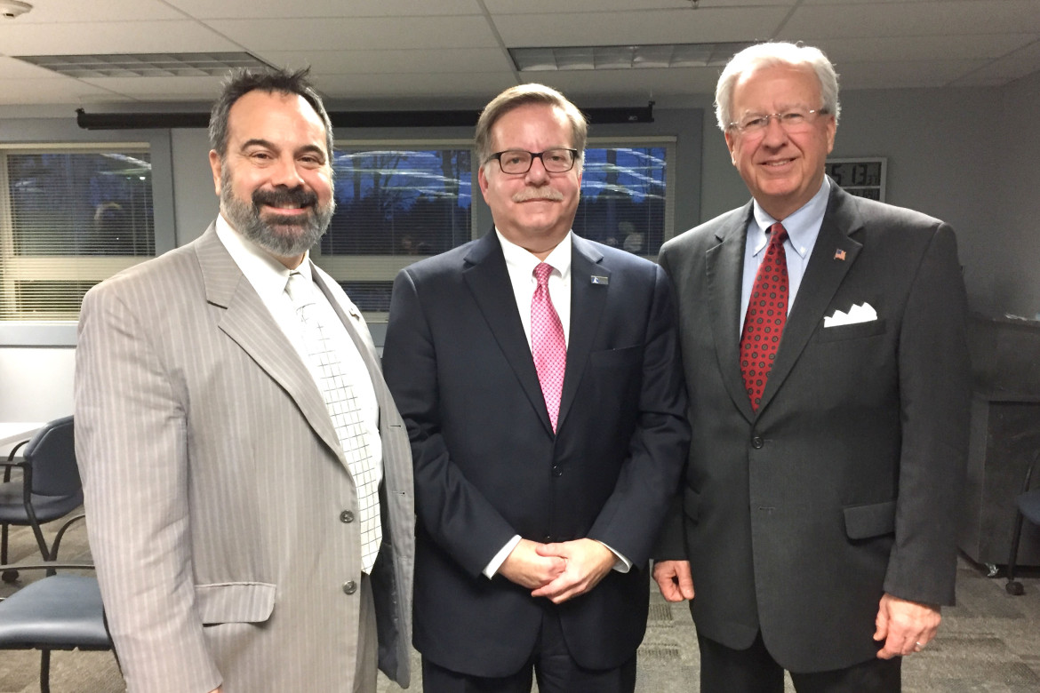 Patrick Tufts, President and CEO, Granite United Way Dean Christon, Executive Director New Hampshire Housing Finance Authority and new Board Chair for Granite United Way Board of Directors and K. Mark Primeau, President and CEO of Bank of New Hampshire, Immediate Past Chair for Granite United Way. 
