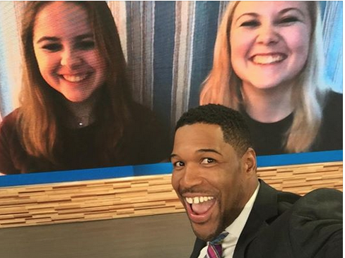 Host Michael Strahan snapped a virtual selfie with Addy and Emma Nozell. No word as to whether he's announced his candidacy for 2020.